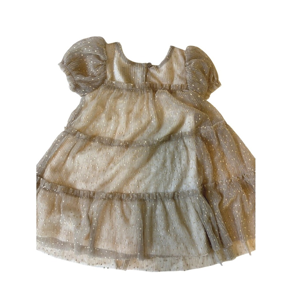 lilt Gold Dot Metallic Ruffle Dress 2T - Picture 2 of 5